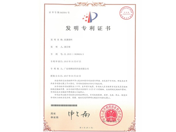 k8凯发2017年获顺德政府颁发“发明专利证书”